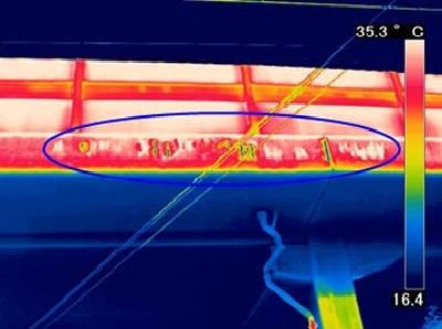 赤外線装置による橋梁の変状調査の画像
